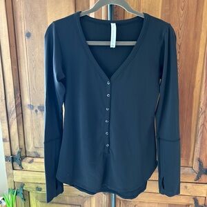Black Henley Long-sleeve Sports Top
